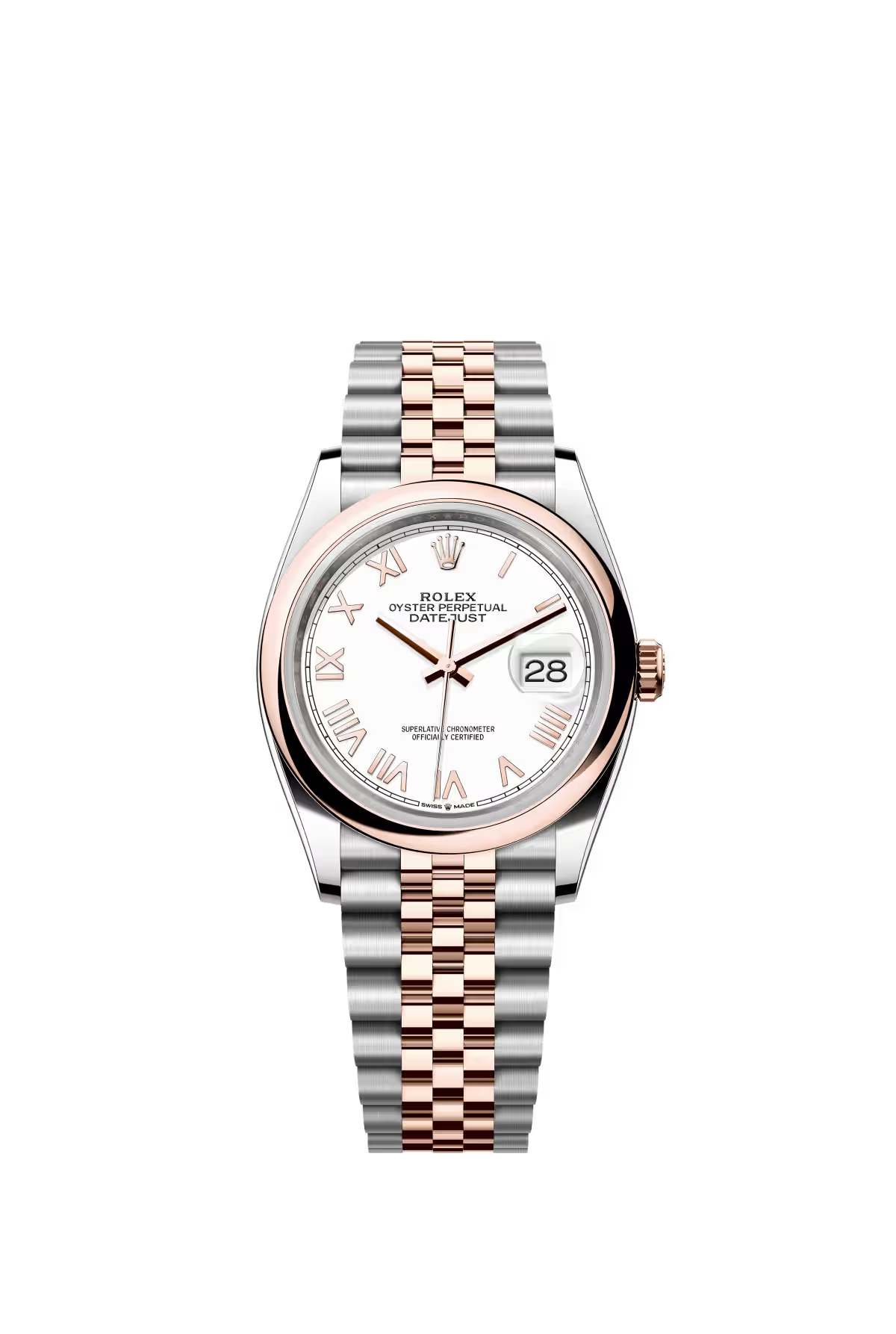 Rolex Stainless Steel And Pink Gold Datejust - 36 MM - Jubilee Bracelet - Domed Bezel - White Dial - 126201-0045
