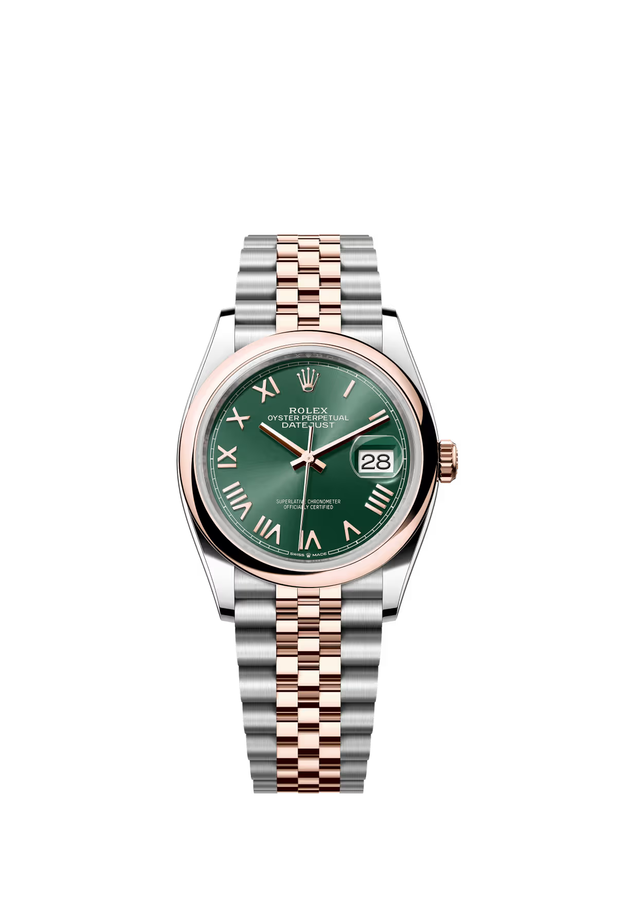 Rolex Stainless Steel And Pink Gold Datejust - 36 MM - Jubilee Bracelet - Domed Bezel - Mint Green Dial - 126201-0051