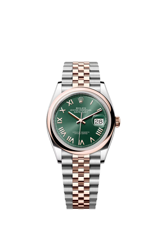 Rolex Stainless Steel And Pink Gold Datejust - 36 MM - Jubilee Bracelet - Domed Bezel - Mint Green Dial - 126201-0051