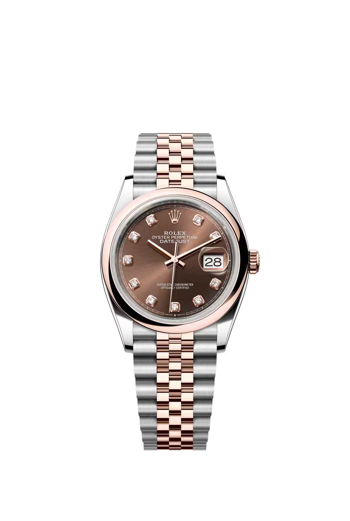 Rolex Stainless Steel And Pink Gold Datejust - 36 MM - Jubilee Bracelet - Domed Bezel - Chocolate Diamond Dial - 126201-0053