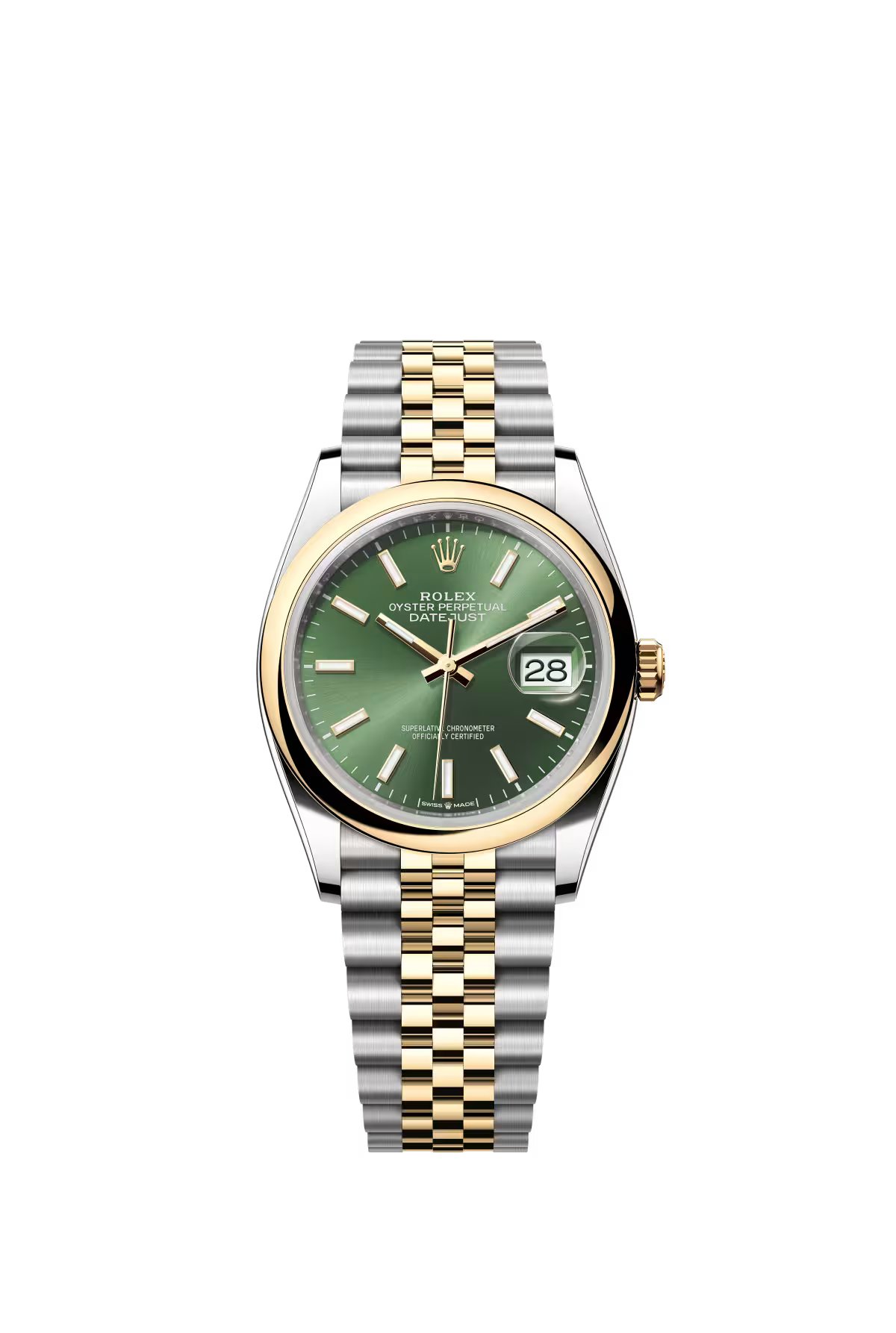 Rolex Stainless Steel And Yellow Gold Datejust - 36 MM - Jubilee Bracelet - Domed Bezel - Olive Green Index Dial - 126203-0057