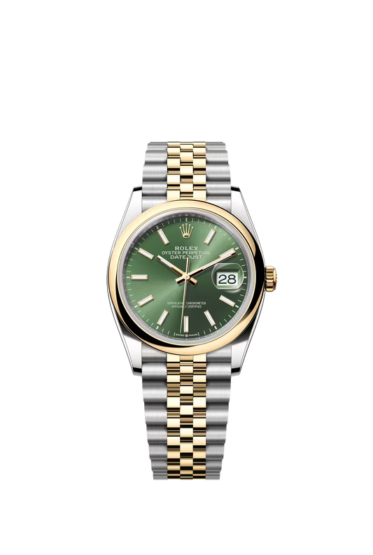 Rolex Stainless Steel And Yellow Gold Datejust - 36 MM - Jubilee Bracelet - Domed Bezel - Olive Green Index Dial - 126203-0057