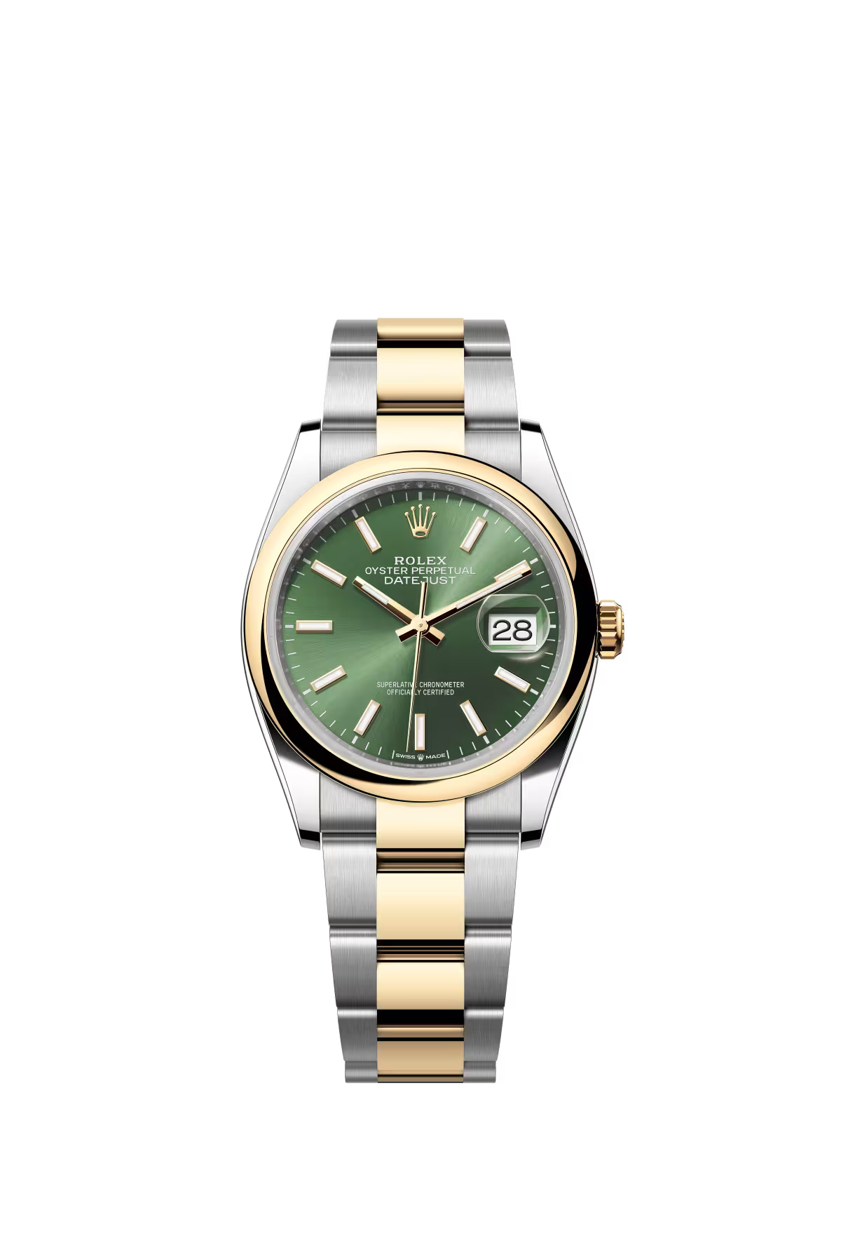 Rolex Stainless Steel And Yellow Gold Datejust - 36 MM - Oyster Bracelet - Domed Bezel - Olive Green Index Dial - 126203-0058