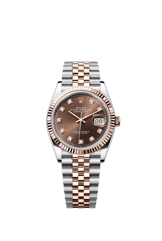 Rolex Stainless Steel And Pink Gold Datejust - 36 MM - Jubilee Bracelet - Fluted Bezel - Chocolate Diamond Dial - 126231-0053