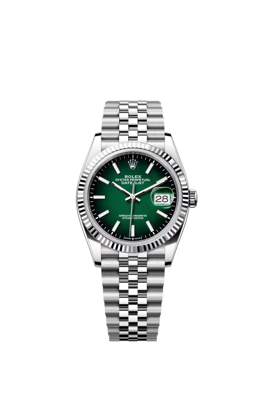 Rolex Stainless Steel And White Gold Datejust - 36 MM - Jubilee Bracelet - Fluted Bezel - Green Ombré Dial - 126234-0059