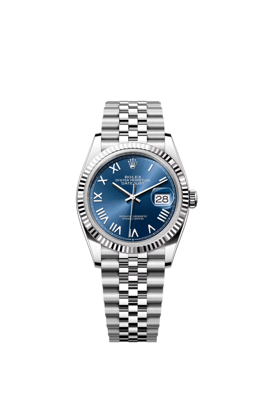 Rolex Stainless Steel And White Gold Datejust - 36 MM - Jubilee Bracelet - Fluted Bezel - Blue Roman Dial - 126234-0069