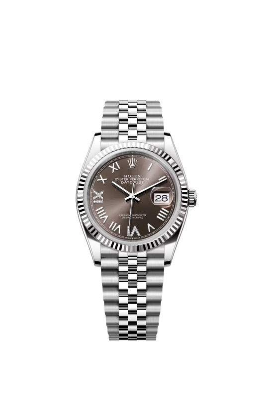 Rolex Stainless Steel And White Gold Datejust - 36 MM - Jubilee Bracelet - Fluted Bezel - Dark Grey Diamond Dial - 126234-0071