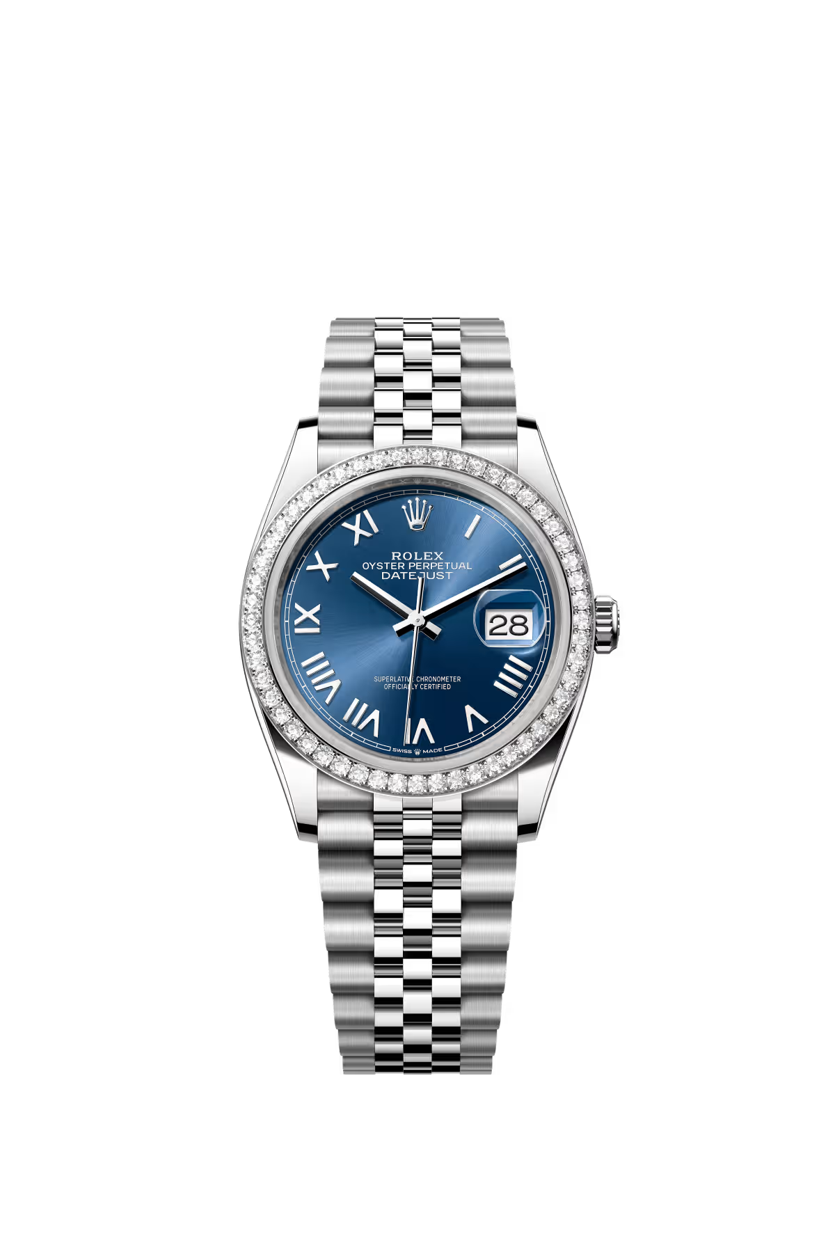 Rolex Stainless Steel And White Gold Datejust - 36 MM - Jubilee Bracelet - Diamond Bezel - Blue Roman Dial - 126284RBR-0061
