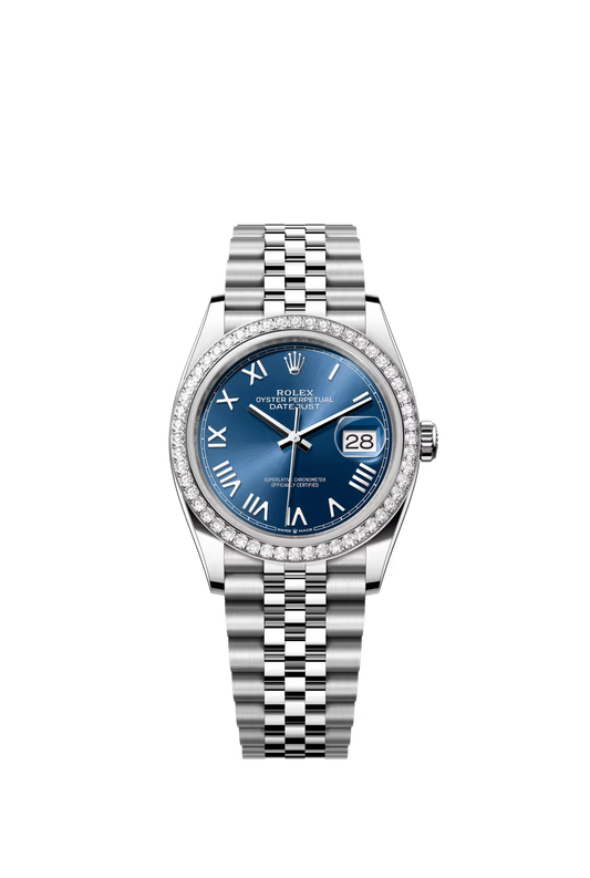 Rolex Stainless Steel And White Gold Datejust - 36 MM - Jubilee Bracelet - Diamond Bezel - Blue Roman Dial - 126284RBR-0061
