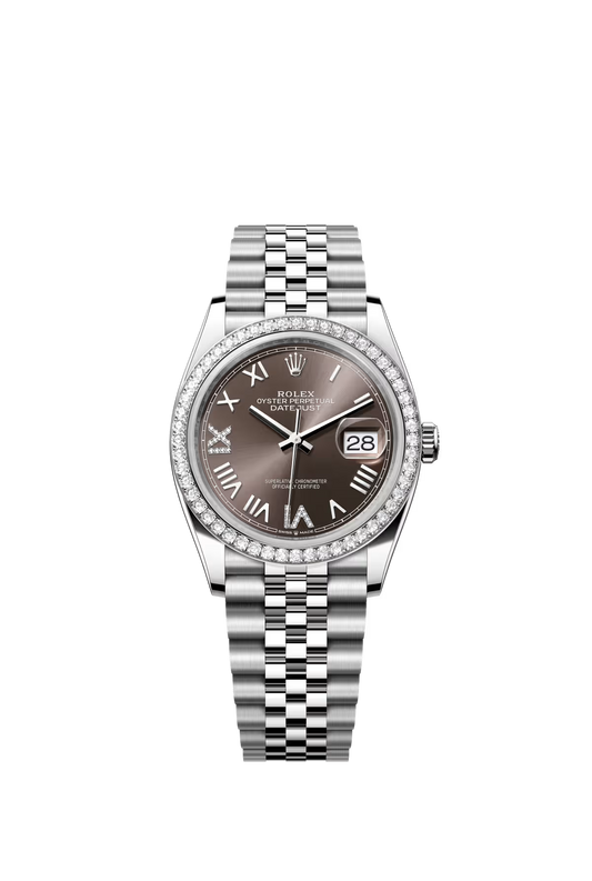 Rolex Stainless Steel And White Gold Datejust - 36 MM - Jubilee Bracelet - Diamond Bezel - Dark Grey Diamond Dial - 126284RBR-0063
