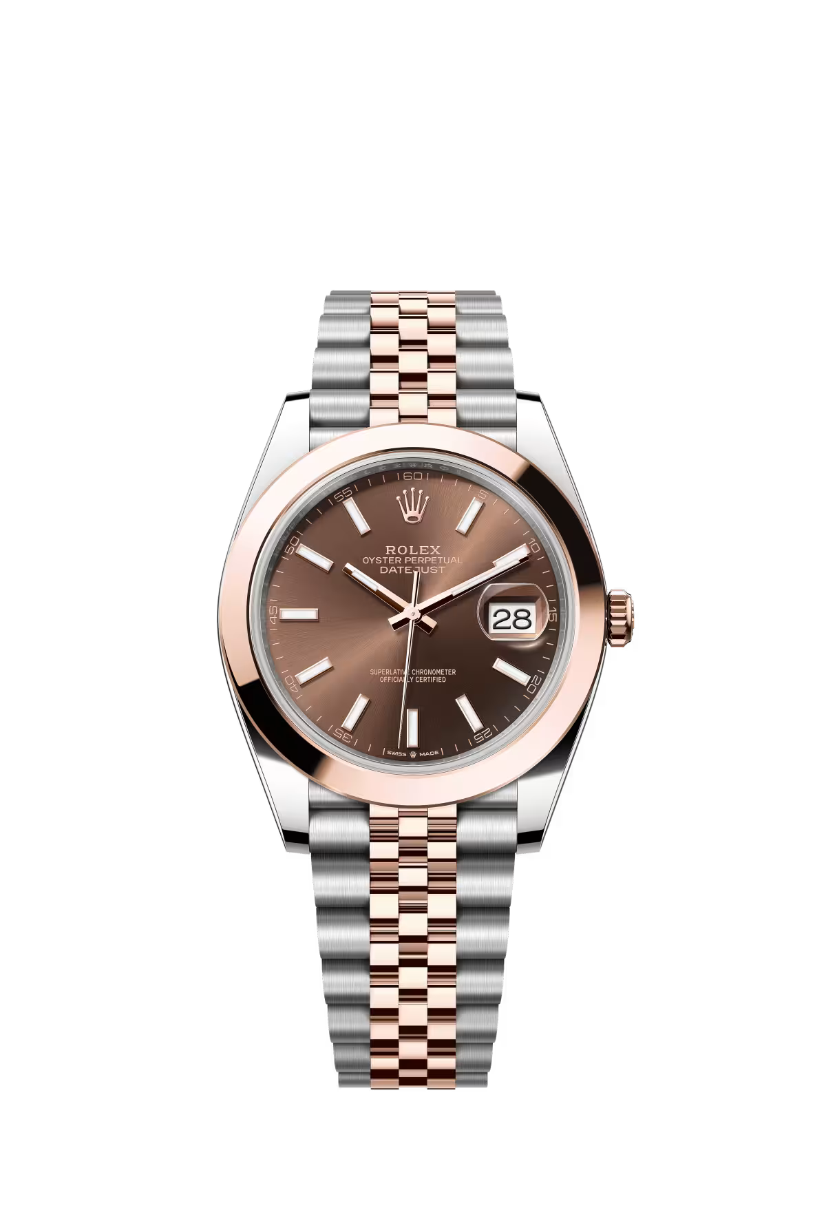 Rolex Stainless Steel and Pink Gold Datejust 41 Date Watch - 41 MM - Jubilee Bracelet - Domed Bezel - Chocolate Index Dial - 126301-0002