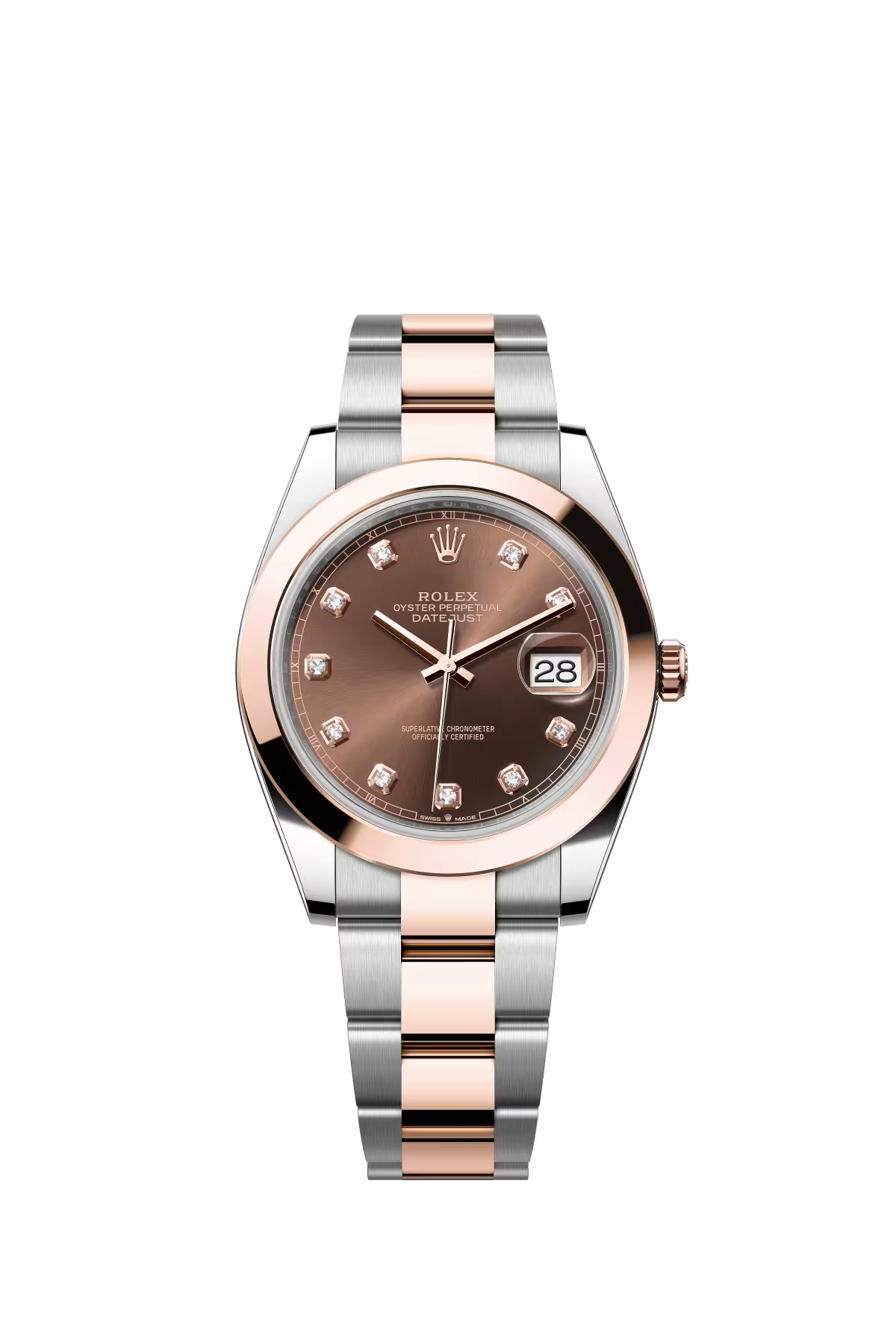 Rolex Stainless Steel and Pink Gold Datejust 41 Date Watch - 41 MM - Oyster Bracelet - Domed Bezel - Chocolate Diamond Dial - 126301-0003