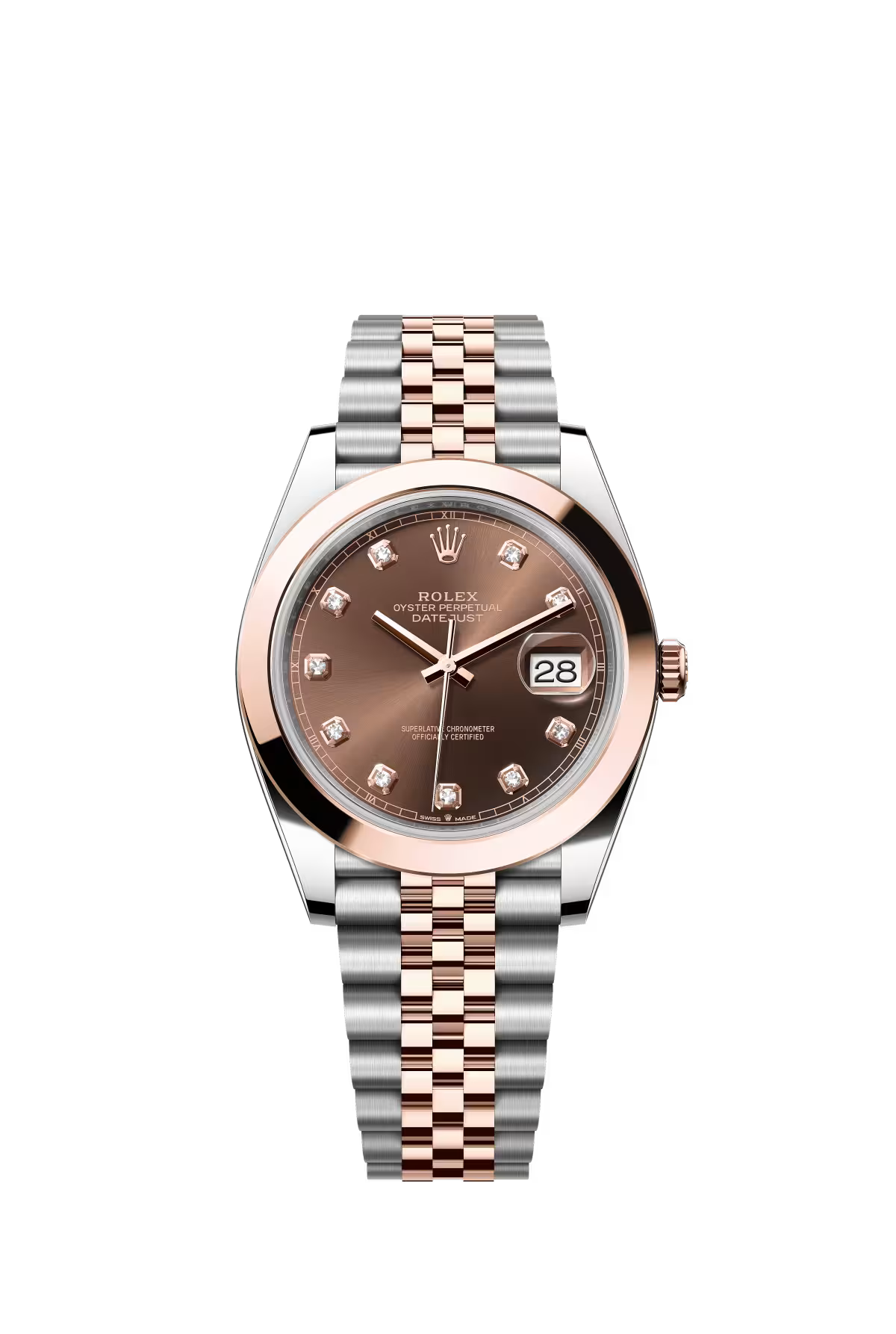 Rolex Stainless Steel and Pink Gold Datejust 41 Date Watch - 41 MM - Jubilee Bracelet - Domed Bezel - Chocolate Diamond Dial - 126301-0004