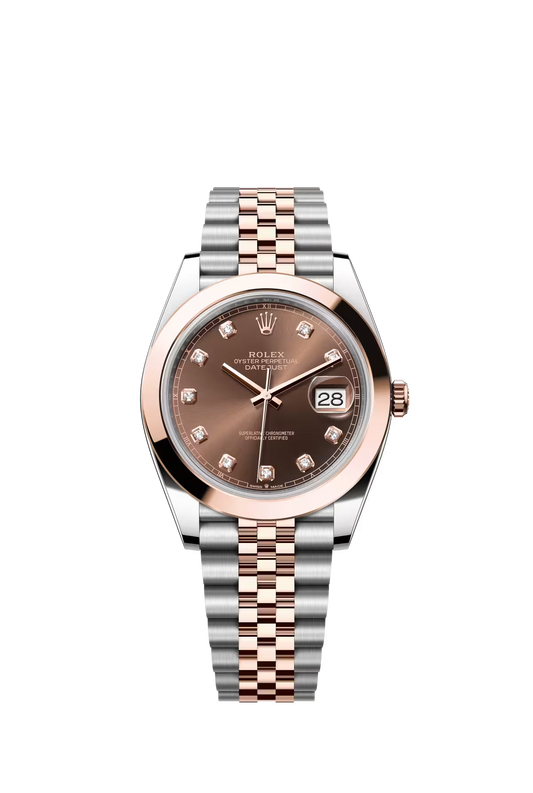 Rolex Stainless Steel and Pink Gold Datejust 41 Date Watch - 41 MM - Jubilee Bracelet - Domed Bezel - Chocolate Diamond Dial - 126301-0004
