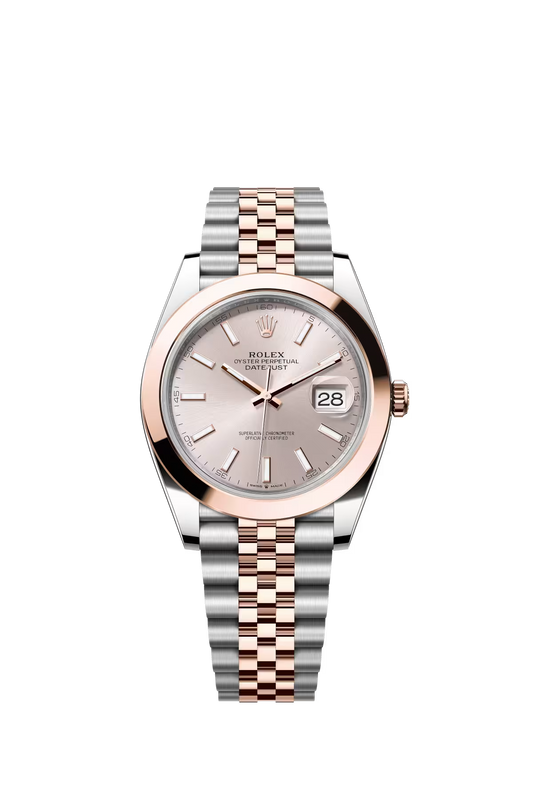 Rolex Stainless Steel and Pink Gold Datejust 41 Date Watch - 41 MM - Jubilee Bracelet - Domed Bezel - Sundust Index Dial - 126301-0010