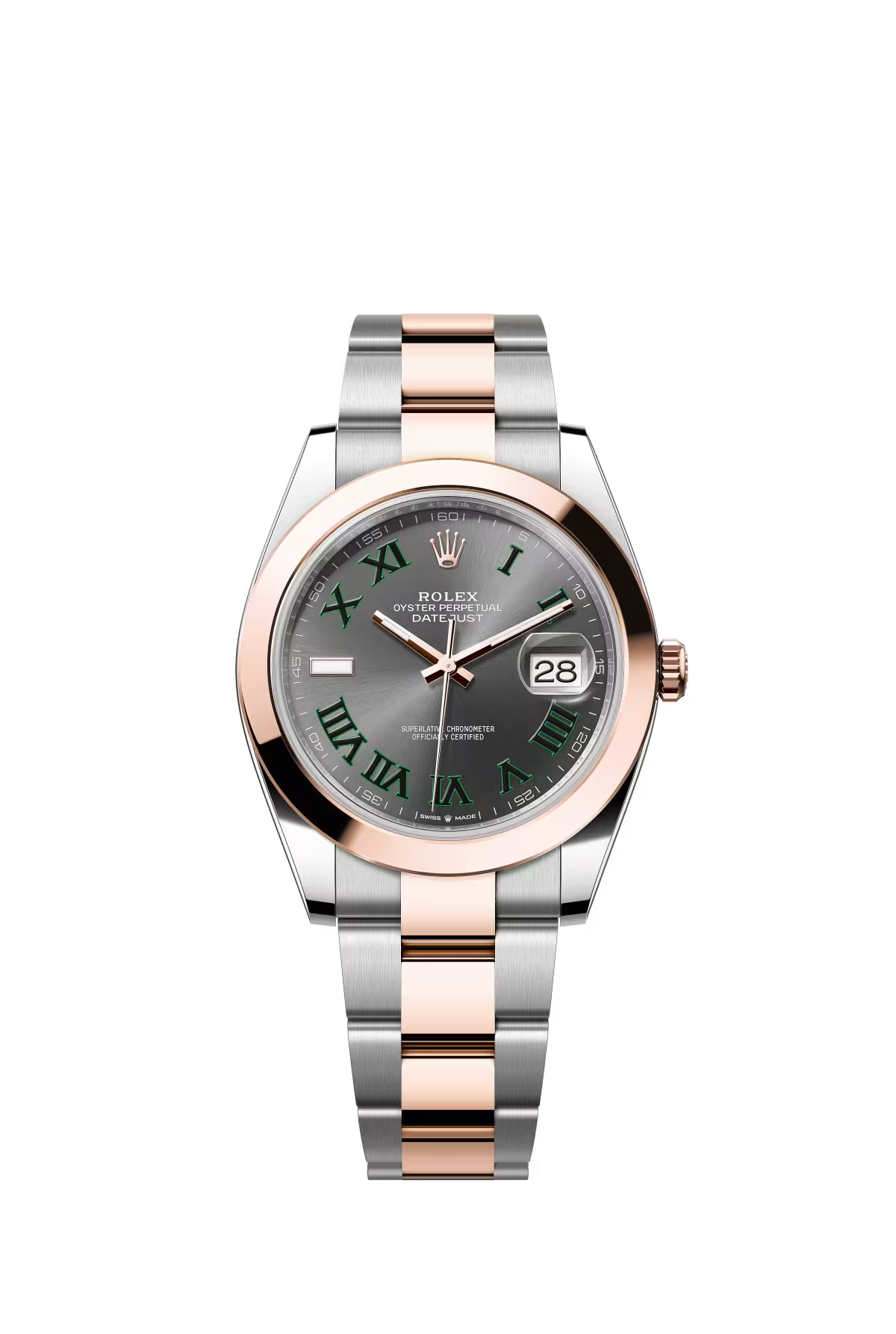 Rolex Stainless Steel and Pink Gold Datejust 41 Date Watch - 41 MM - Oyster Bracelet - Domed Bezel - Slate Wimbledon Dial - 126301-0015