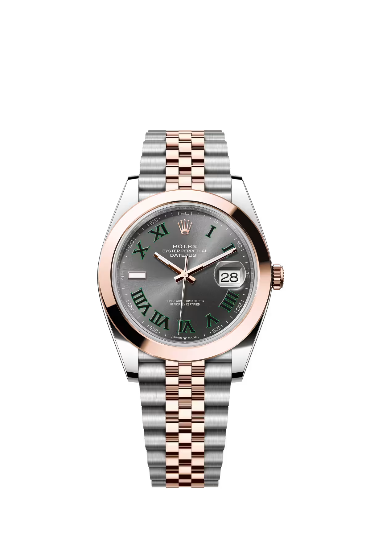 Rolex Stainless Steel and Pink Gold Datejust 41 Date Watch - 41 MM - Jubilee Bracelet - Domed Bezel - Slate Wimbledon Dial - 126301-0016