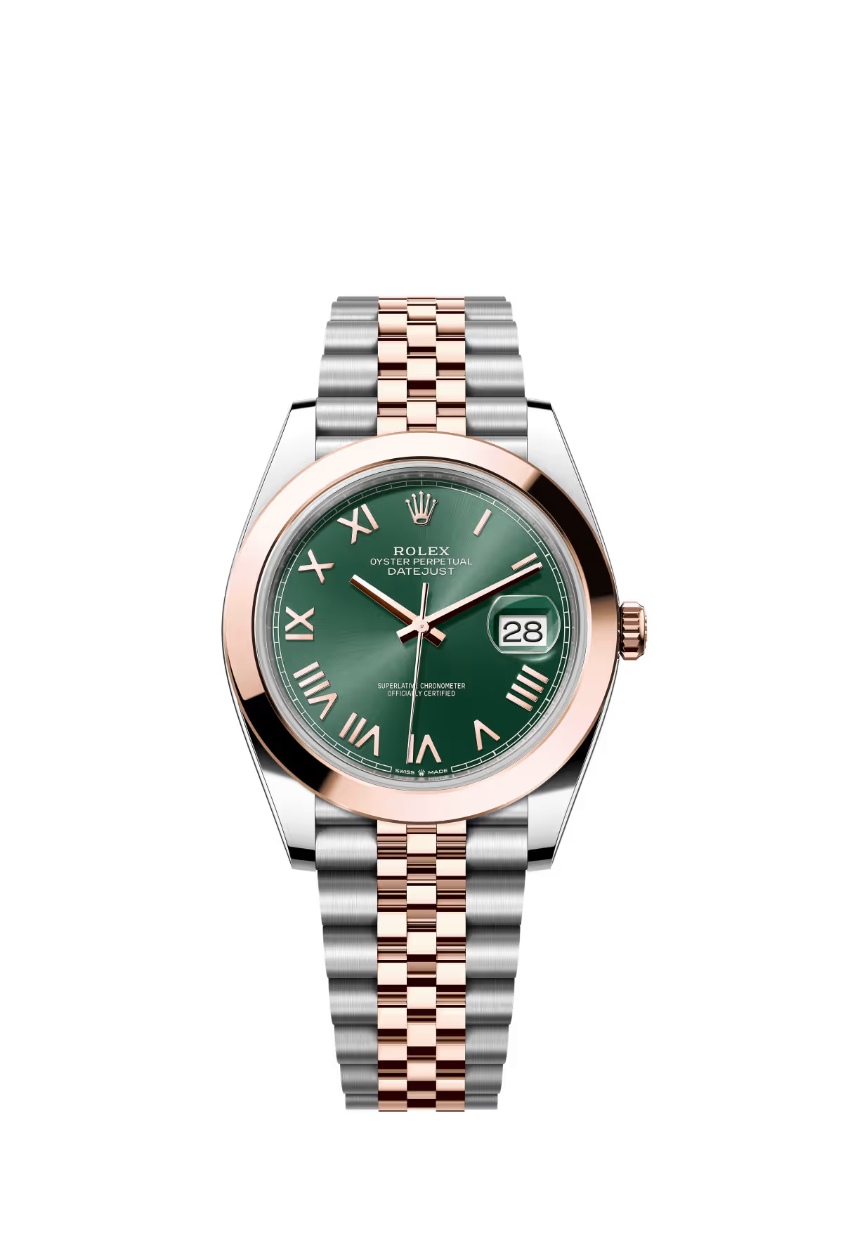 Rolex Stainless Steel and Pink Gold Datejust 41 Date Watch - 41 MM - Jubilee Bracelet - Domed Bezel - Mint Green Roman Dial - 126301-0022