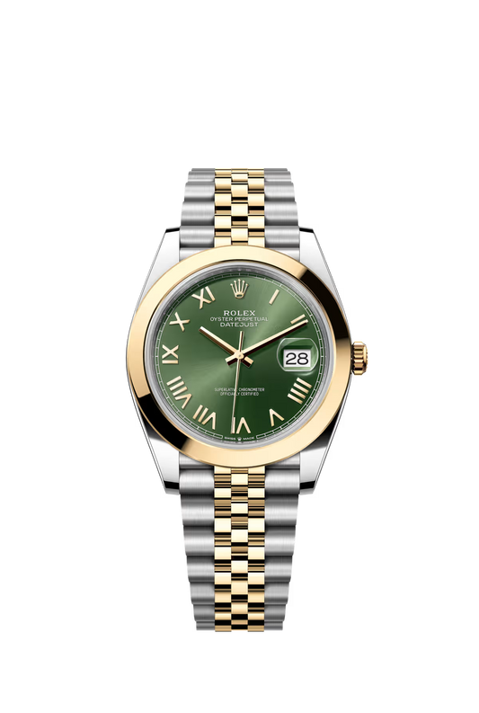 Rolex Stainless Steel and Yellow Gold Datejust 41 Date Watch - 41 MM - Jubilee Bracelet - Smooth Bezel - Olive Green Roman Dial - 126303-0024