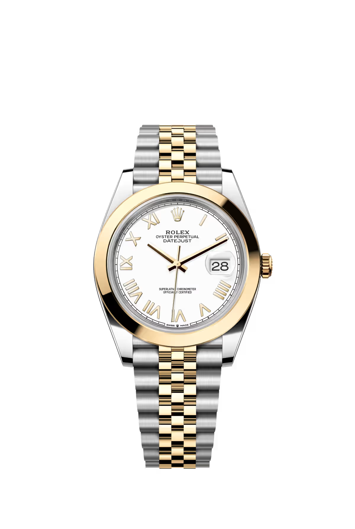 Rolex Stainless Steel and Yellow Gold Datejust 41 Date Watch - 41 MM - Jubilee Bracelet - Smooth Bezel - White Roman Dial - 126303-0026