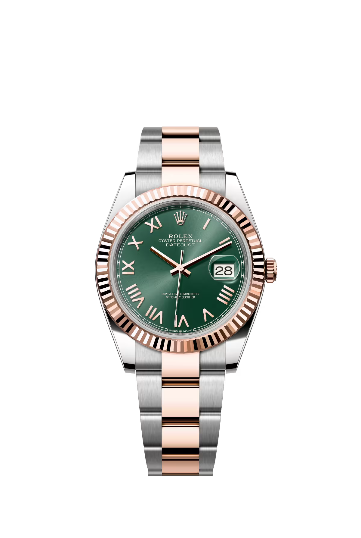 Rolex Stainless Steel and Pink Gold Datejust 41 Date Watch - 41 MM - Oyster Bracelet - Fluted Bezel - Mint Green Roman Dial - 126331-0021