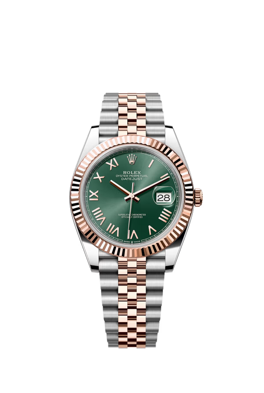 Rolex Stainless Steel and Pink Gold Datejust 41 Date Watch - 41 MM - Jubilee Bracelet - Fluted Bezel - Mint Green Roman Dial - 126331-0022