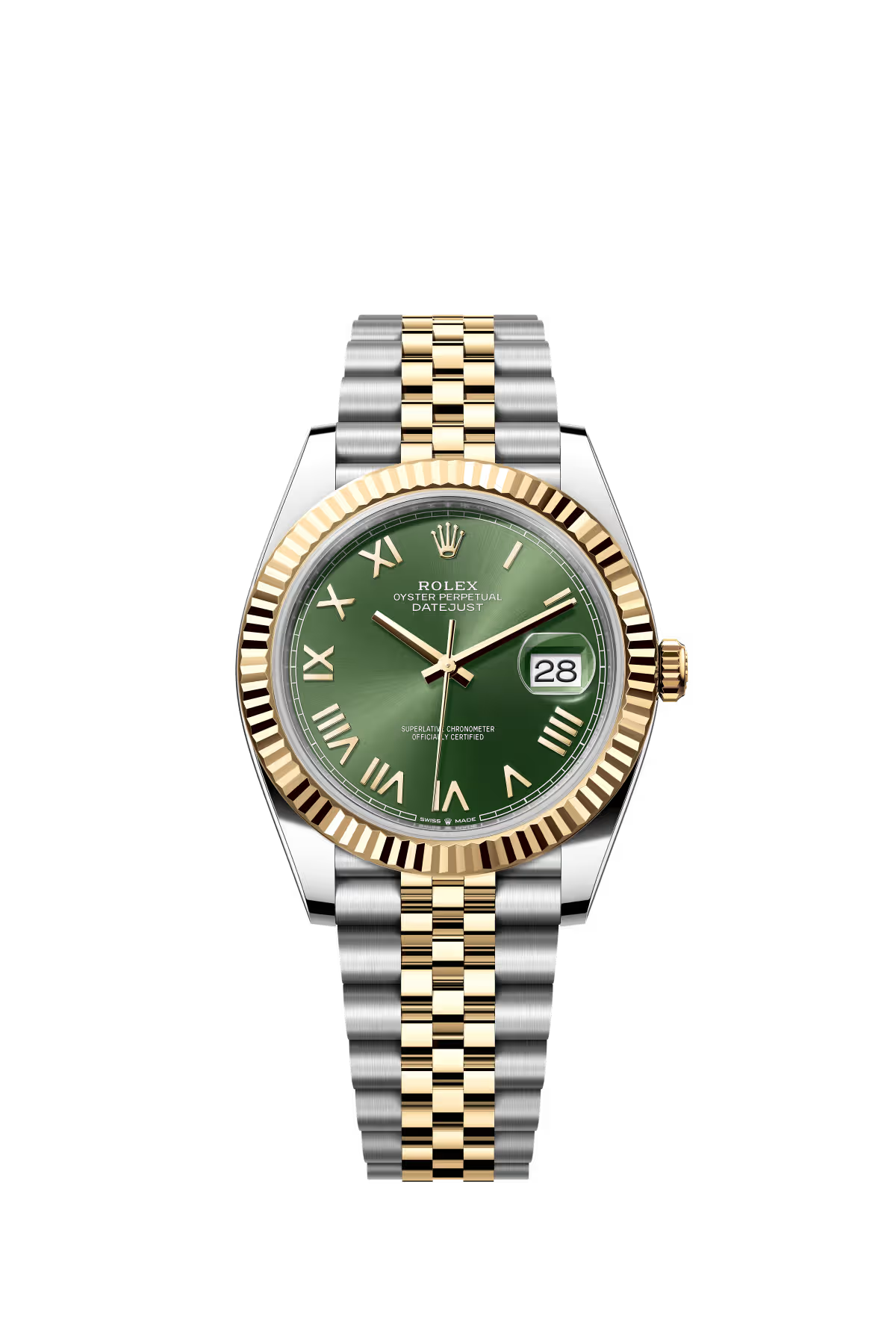 Rolex Stainless Steel and Yellow Gold Datejust 41 Date Watch - 41 MM - Jubilee Bracelet - Fluted Bezel - Olive Green Roman Dial - 126333-0024
