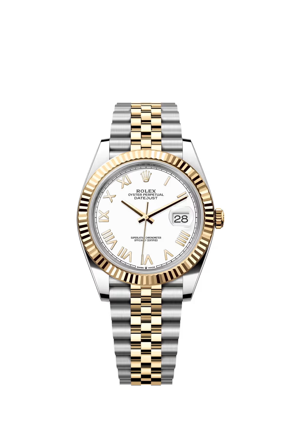 Rolex Stainless Steel and Yellow Gold Datejust 41 Date Watch - 41 MM - Jubilee Bracelet - Fluted Bezel - White Roman Dial - 126333-0026