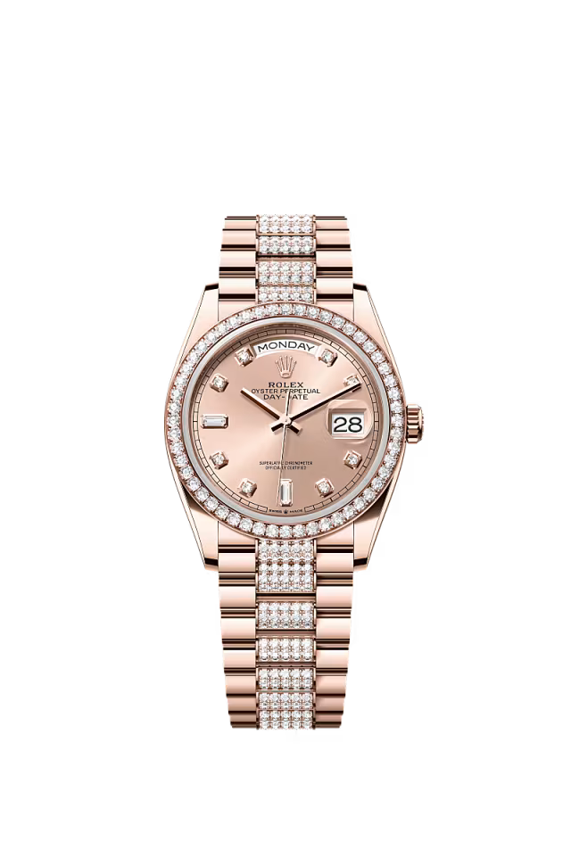 Rolex Presidential Everose Gold Day-Date 36MM - Diamond-Set President Bracelet Watch - Rosé Diamond Dial - 128345RBR-0020