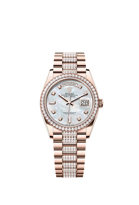 Rolex Presidential Everose Gold Day-Date 36MM - Diamond-Set President Bracelet Watch - Mother-of-Pearl Diamond Dial - 128345RBR-0030