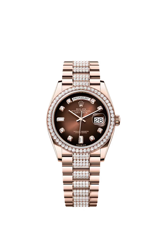 Rolex Presidential Everose Gold Day-Date 36MM - Diamond-Set President Bracelet Watch - Brown Ombré Diamond Dial - 128345RBR-0041