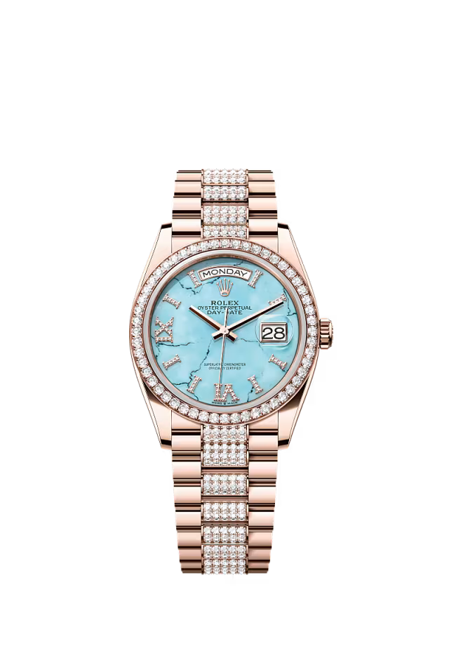 Rolex Day-Date - 36 MM - Rose Gold - Turquoise Dial - 128345RBR-0065
