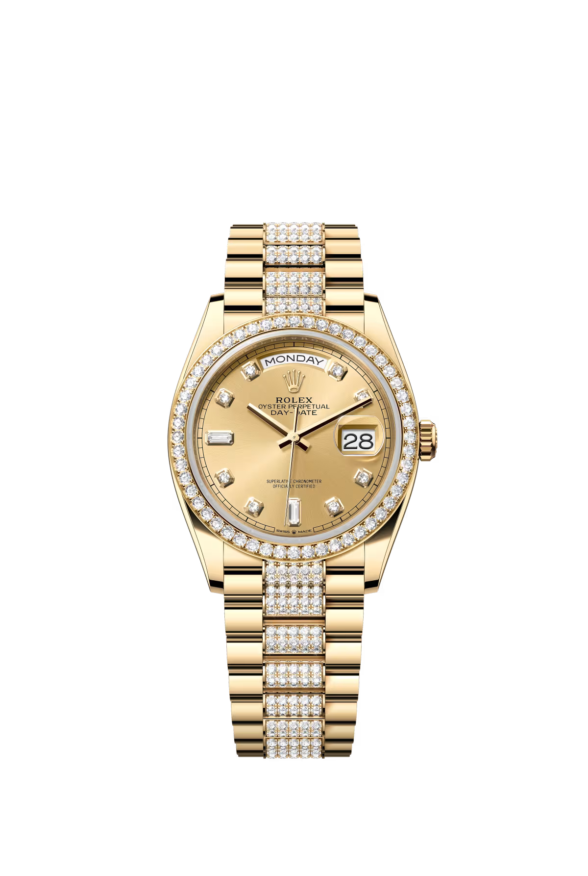 Rolex Presidential Yellow Gold Day-Date 36MM - Diamond-Set President Bracelet Watch - Champagne Diamond Dial - 128348RBR-0010