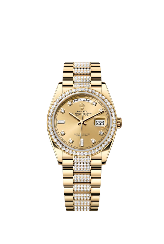 Rolex Presidential Yellow Gold Day-Date 36MM - Diamond-Set President Bracelet Watch - Champagne Diamond Dial - 128348RBR-0010