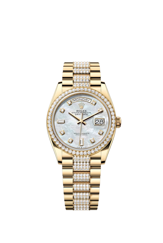 Rolex Presidential Yellow Gold Day-Date 36MM - Diamond-Set President Bracelet Watch - Mother-of-Pearl Diamond Dial - 128348RBR-0019