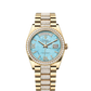 Rolex Day-Date - 36MM - Yellow Gold - Diamond Bezel - Turquoise Diamond Dial - 128348RBR-0038