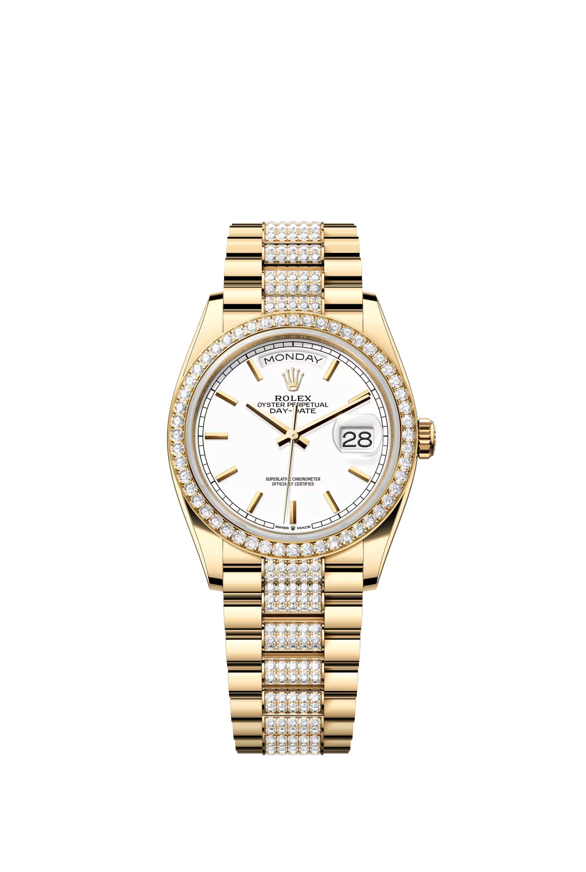 Rolex Day-Date - 36 MM - Yellow Gold - White Dial - 128348RBR-0048