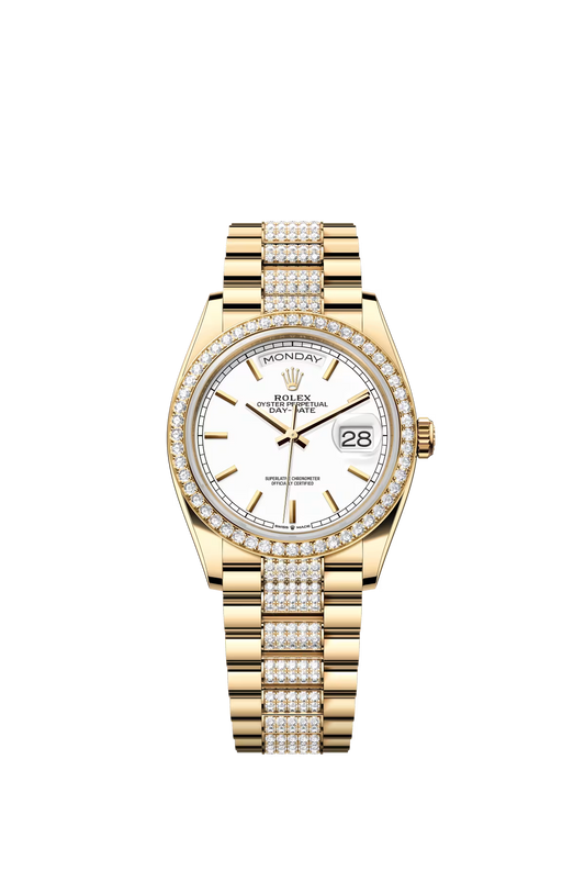 Rolex Day-Date - 36 MM - Yellow Gold - White Dial - 128348RBR-0048