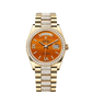 Rolex Yellow Gold Day-Date Watch - 36 MM - Diamond-Set President Bracelet - Diamond Bezel - Carnelian Diamond Index Roman 9 Dial - 128348RBR-0050