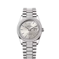 Rolex Presidential White Gold Day-Date 36MM - Diamond-Set President Bracelet Watch - Silver Index Dial - 128349RBR-0013