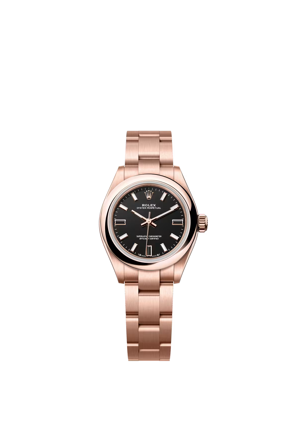 Rolex Everose Gold Oyster Perpetual Watch - 28 MM - Oyster Bracelet - Black Dial - 276205-0001