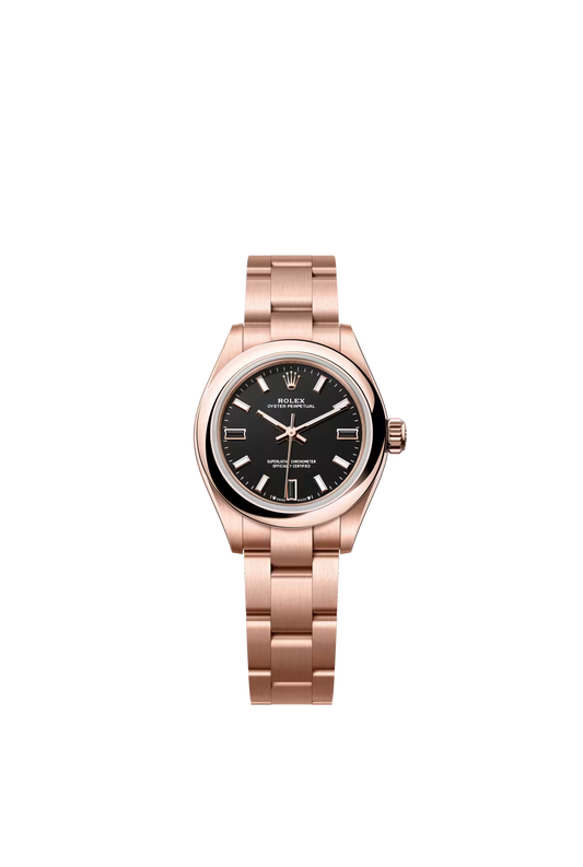 Rolex Everose Gold Oyster Perpetual Watch - 28 MM - Oyster Bracelet - Black Dial - 276205-0001