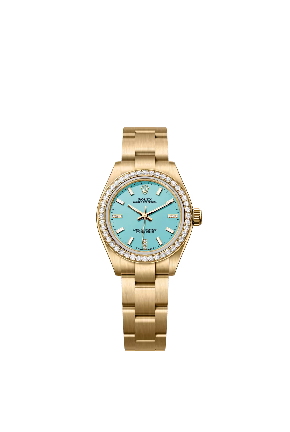 Rolex Oyster Perpetual - Yellow Gold - 28 MM - Oyster Bracelet - Turquoise Dial - 276248RBR-0001