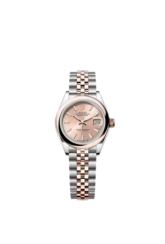 Rolex Lady-Datejust - 28 MM - Oystersteel and Rose Gold - Jubilee Bracelet - Smooth Bezel - Rose Index Dial - 279161-0023