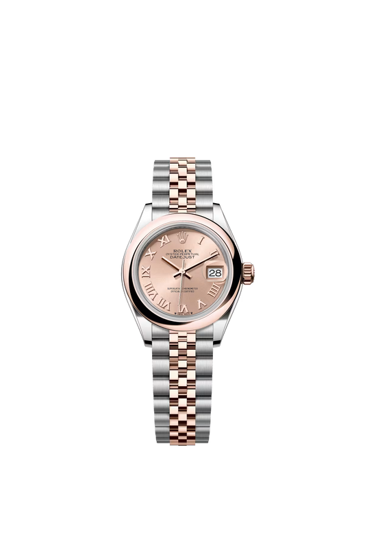 Rolex Lady-Datejust - 28 MM - Oystersteel and Rose Gold - Jubilee Bracelet - Smooth Bezel - Rose Roman Dial - 279161-0025