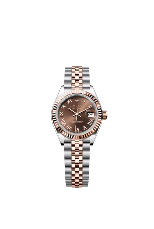 Rolex Lady-Datejust - 28 MM - Oystersteel and Rose Gold - Jubilee Bracelet - Fluted Bezel - Chocolate Roman Dial - 279171-0009