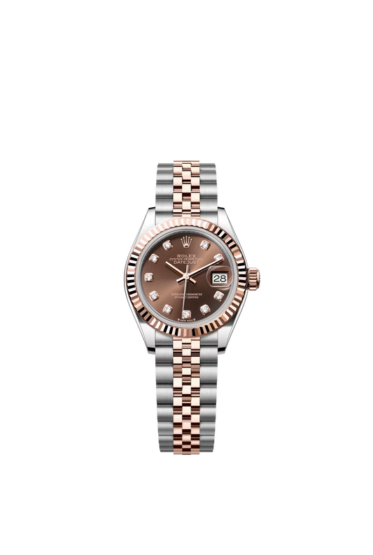 Rolex Lady-Datejust - 28 MM - Oystersteel and Rose Gold - Jubilee Bracelet - Fluted Bezel - Chocolate Diamond Dial - 279171-0011