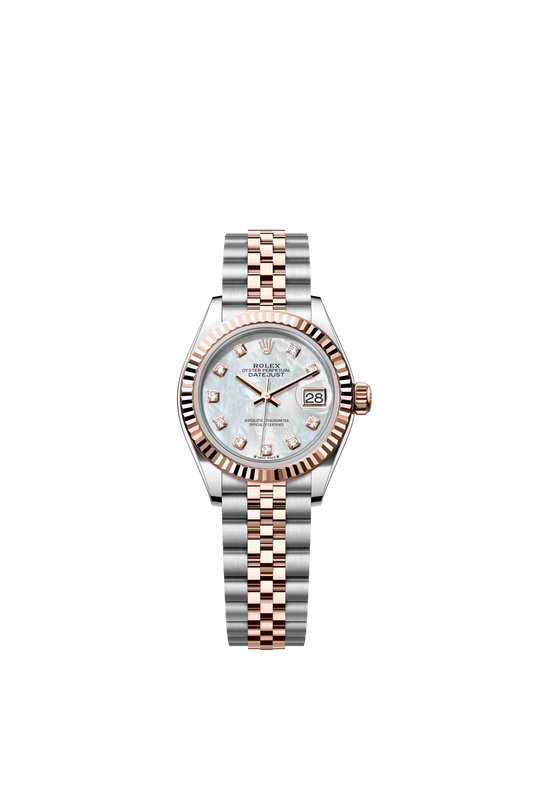 Rolex Lady-Datejust - 28 MM - Oystersteel and Rose Gold - Jubilee Bracelet - Fluted Bezel - Mother of Pearl Diamond Dial - 279171-0013