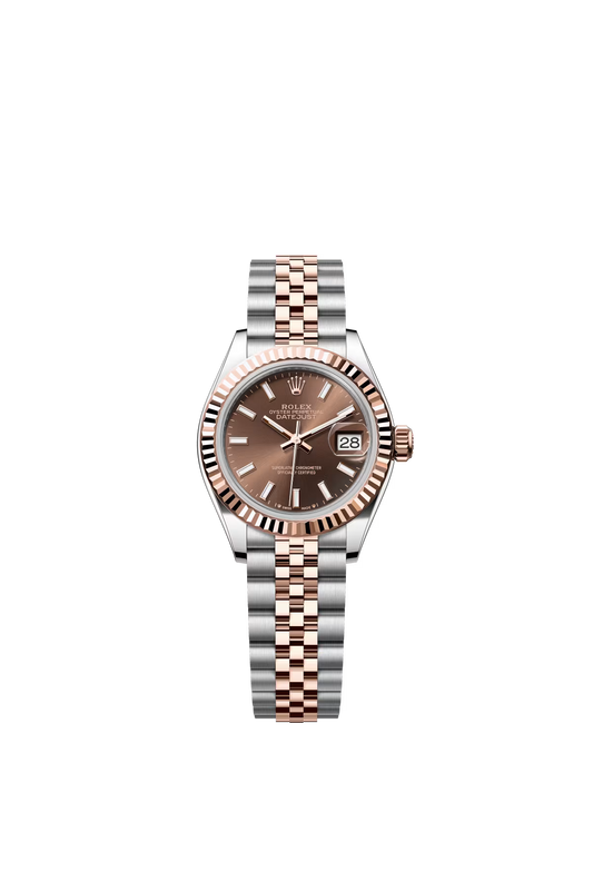 Rolex Lady-Datejust - 28 MM - Oystersteel and Rose Gold - Jubilee Bracelet - Fluted Bezel - Chocolate Index Dial - 279171-0017