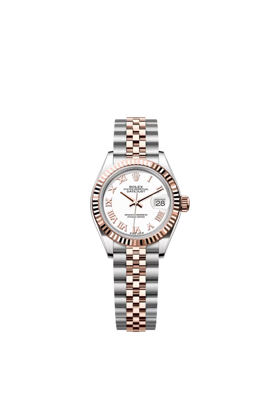 Rolex Lady-Datejust - 28 MM - Oystersteel and Rose Gold - Jubilee Bracelet - Fluted Bezel - White Roman Dial - 279171-0021